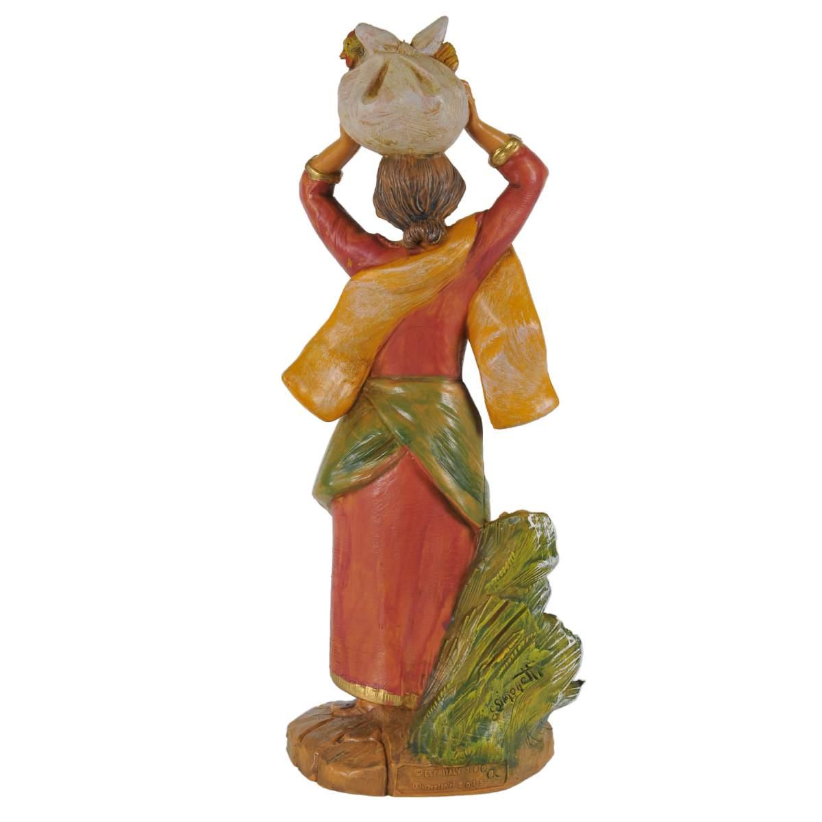 Statua presepe 19 cm donna fagotto in testa