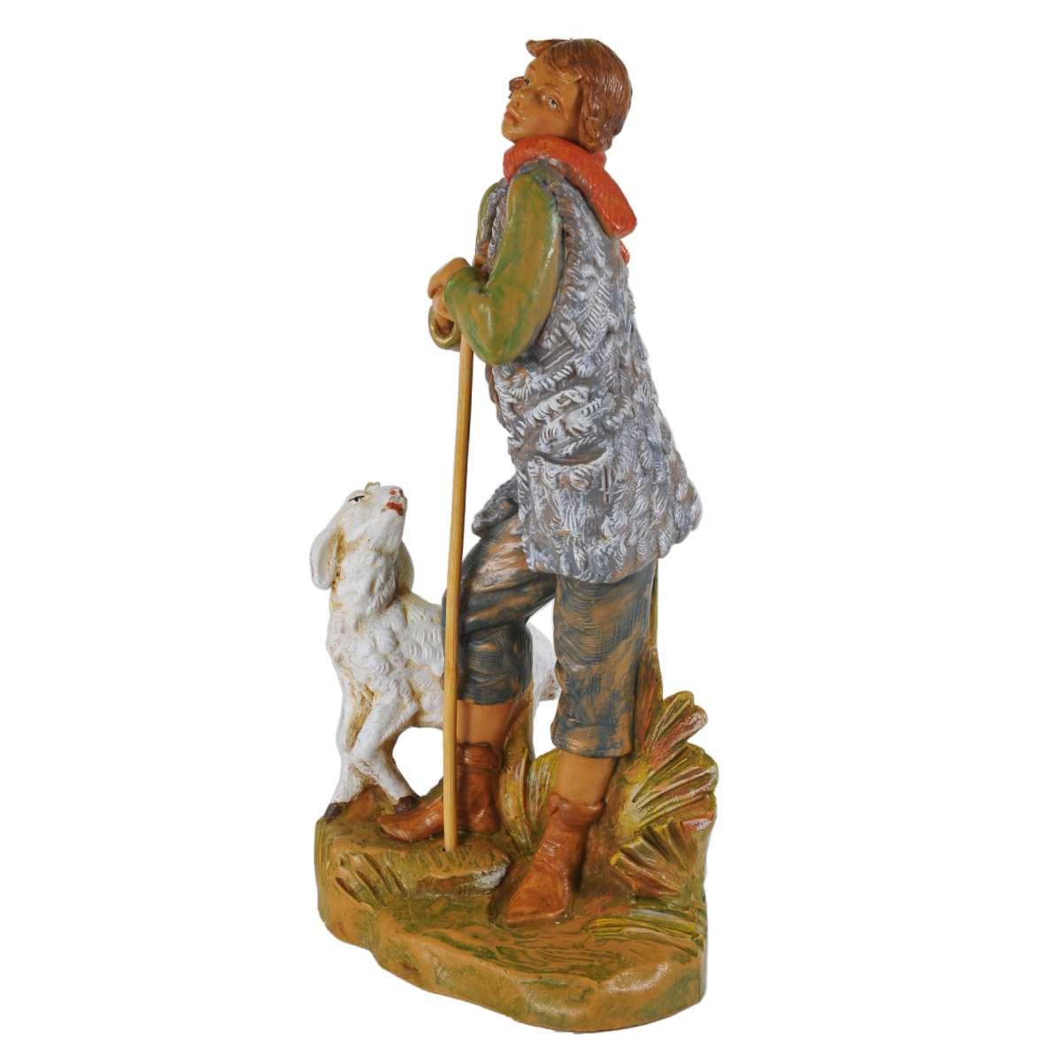 Statua presepe 19 cm pastore bastone pecora