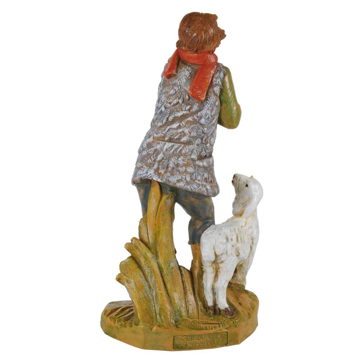 Statua presepe 19 cm pastore bastone pecora