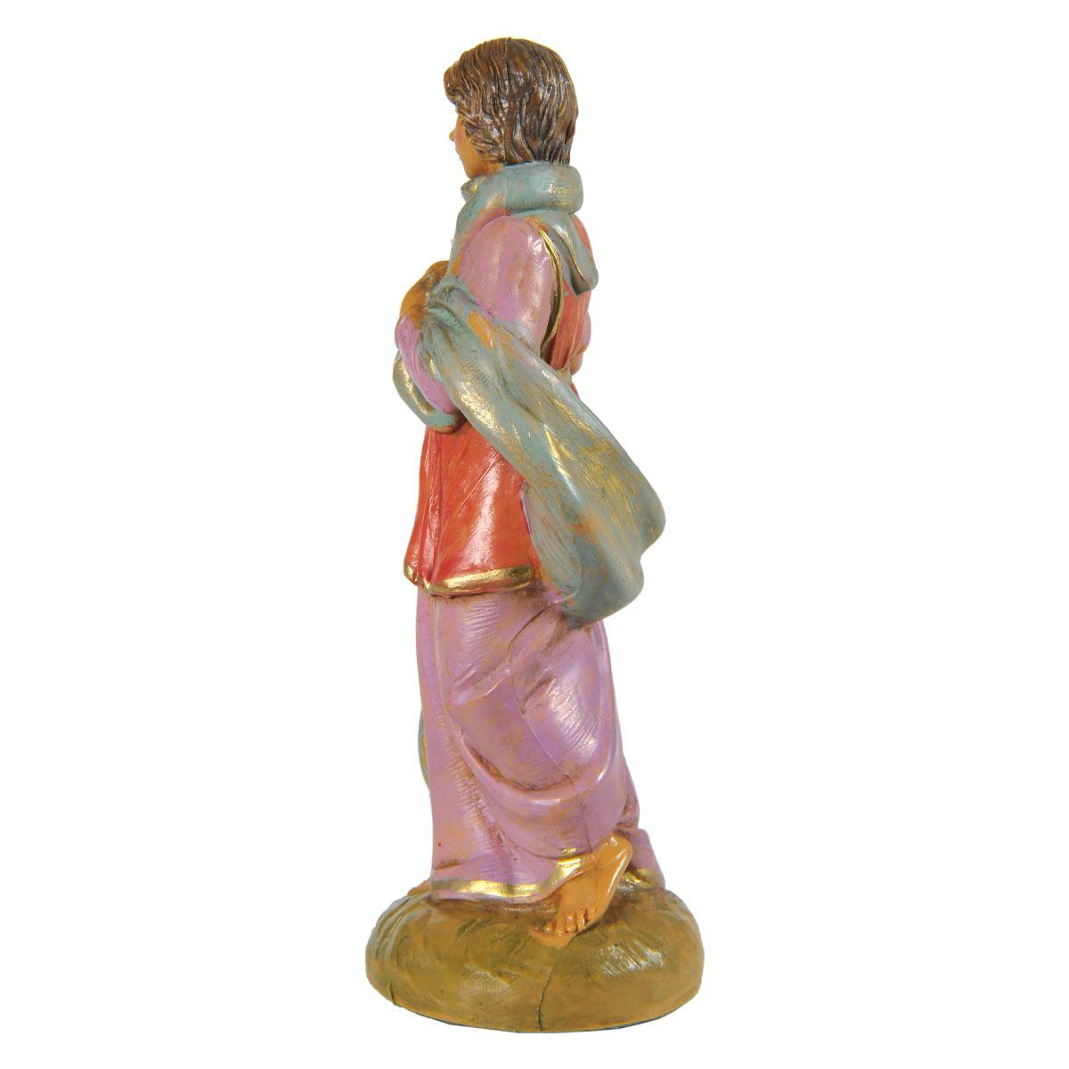 Statua presepe 12 cm pastorella claudia cesta di fiori