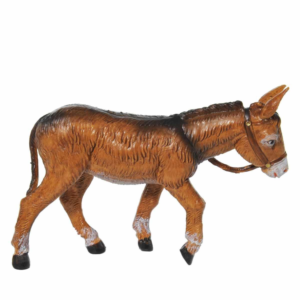 Statua presepe 12 cm asino in piedi marrone