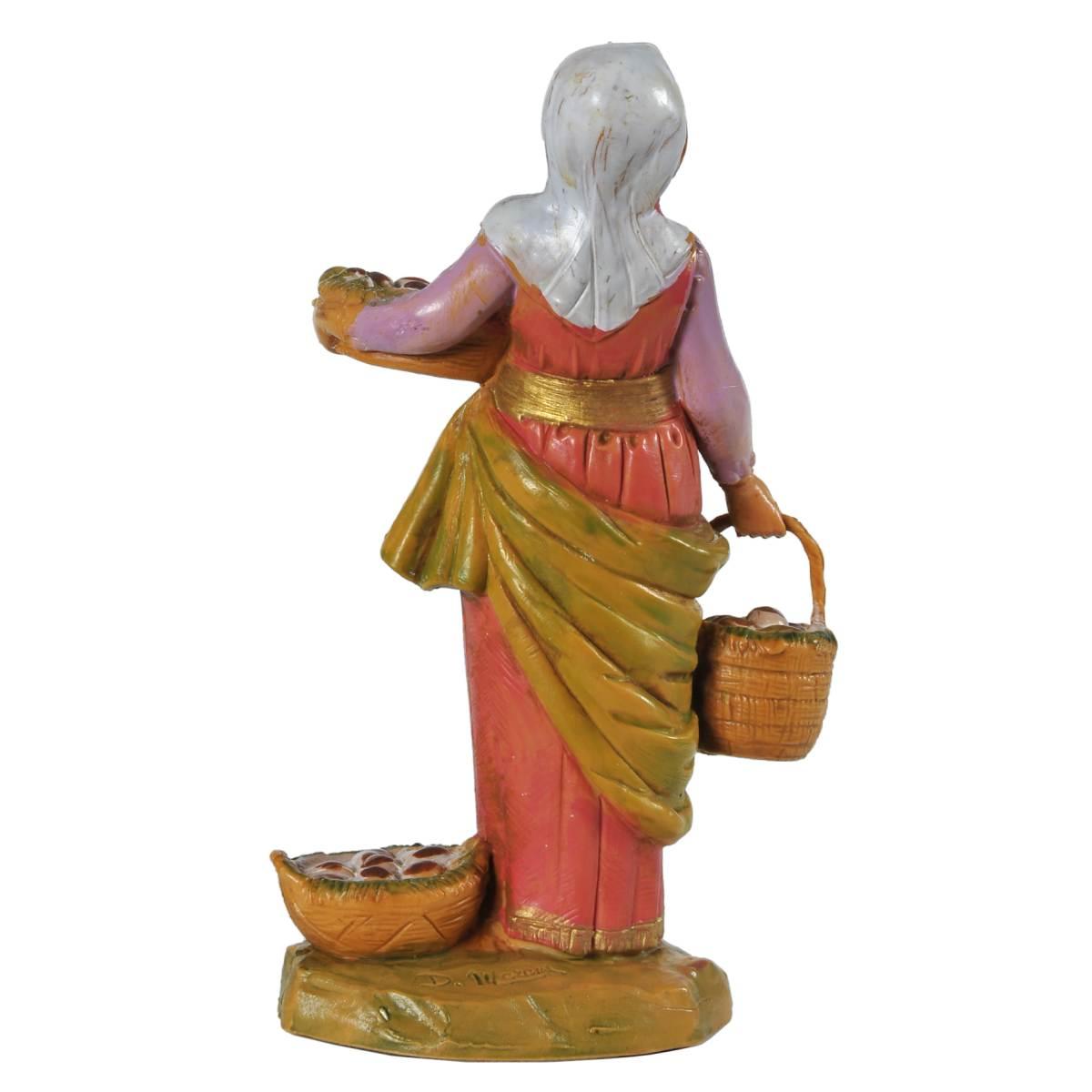 Statua presepe 12 cm dahlia donna tre cesti