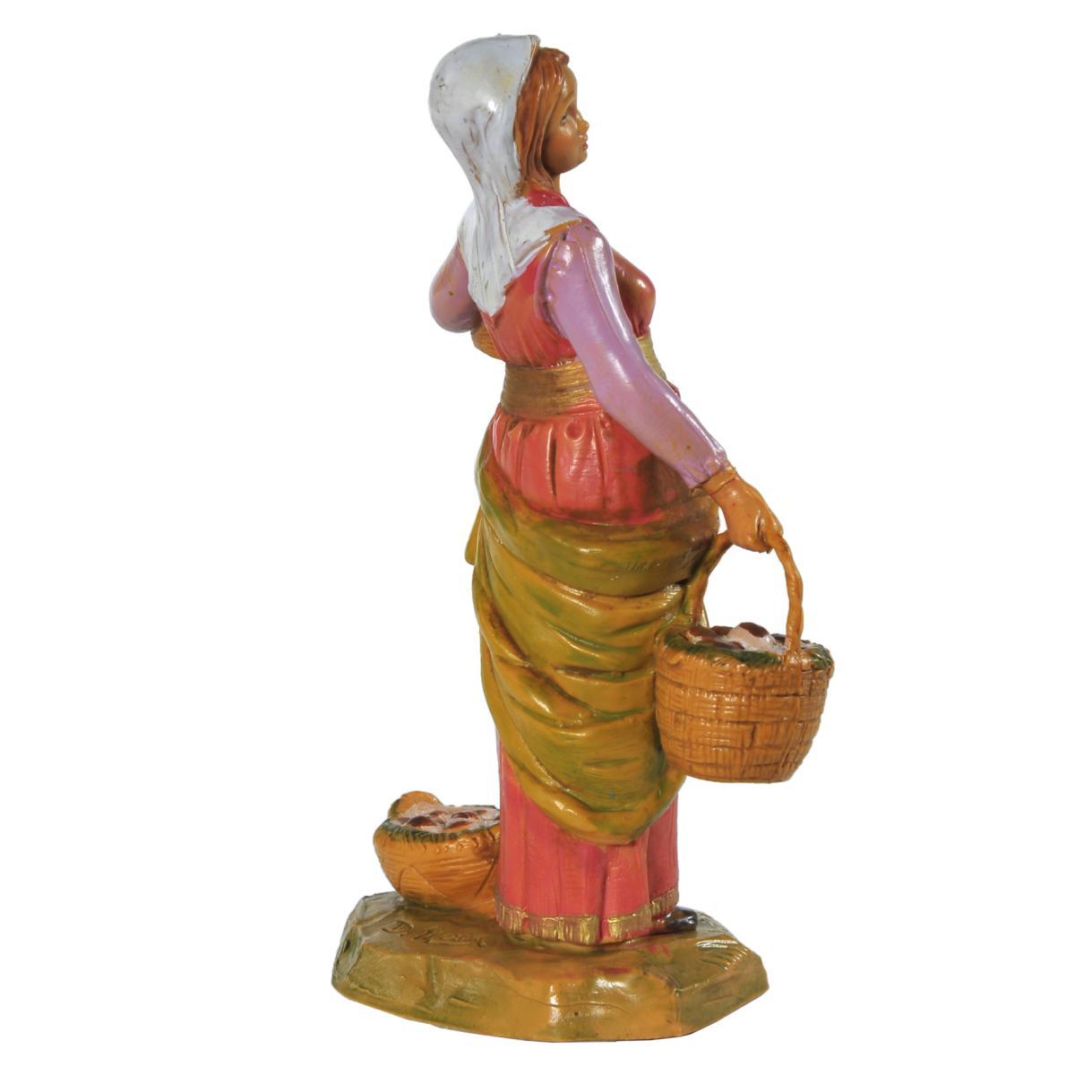 Statua presepe 12 cm dahlia donna tre cesti