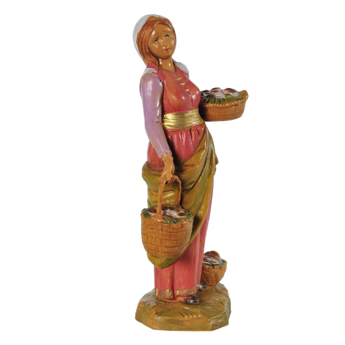 Statua presepe 12 cm dahlia donna tre cesti