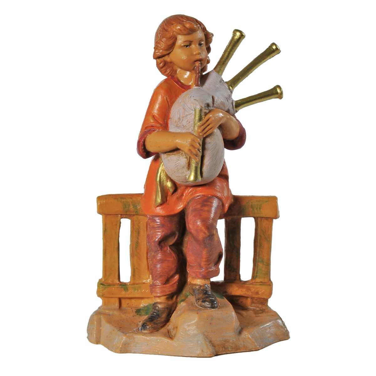 Statua presepe 12 cm pastore ragazzo zampognaro