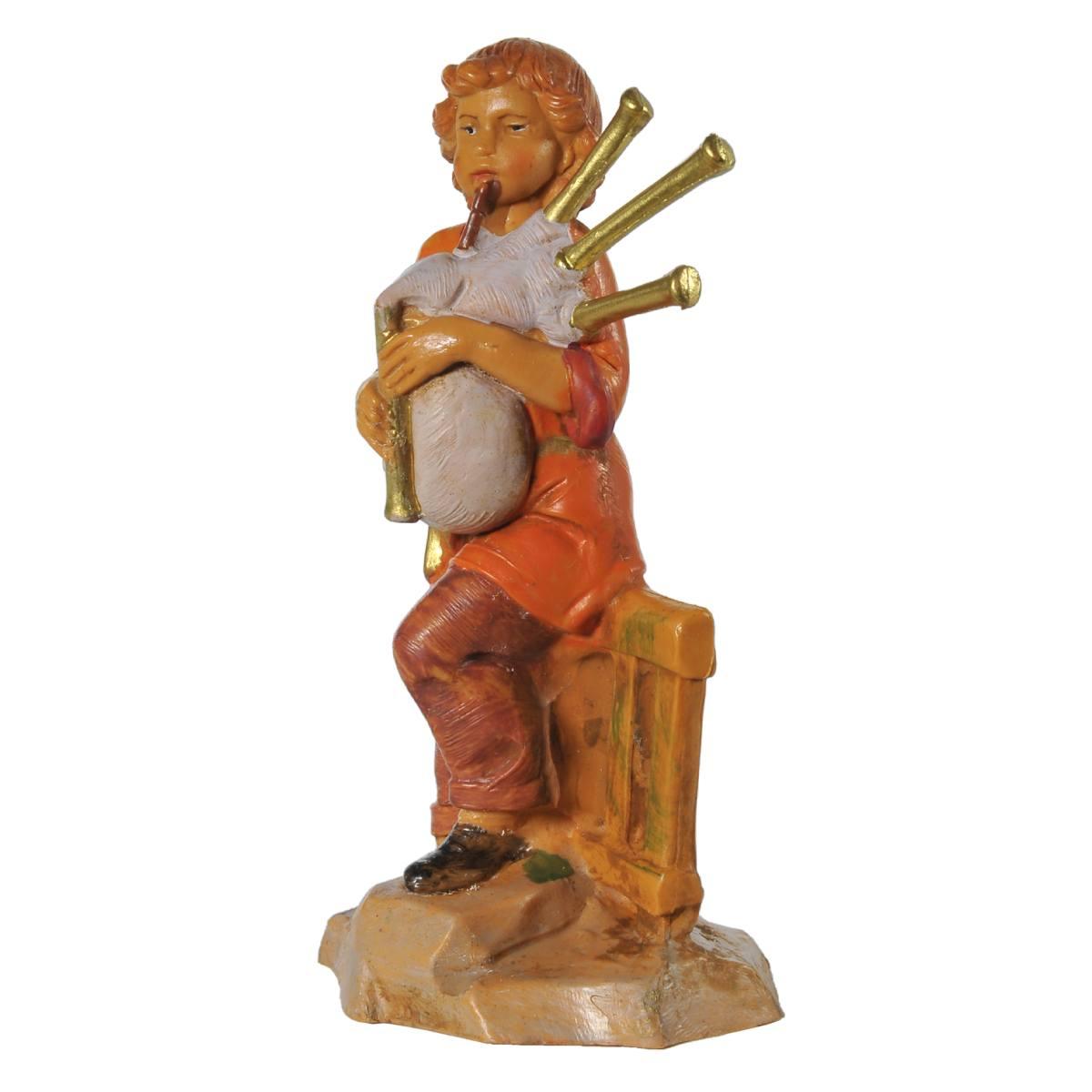 Statua presepe 12 cm pastore ragazzo zampognaro
