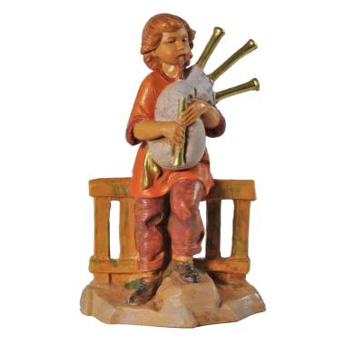 Statua presepe 12 cm pastore ragazzo zampognaro
