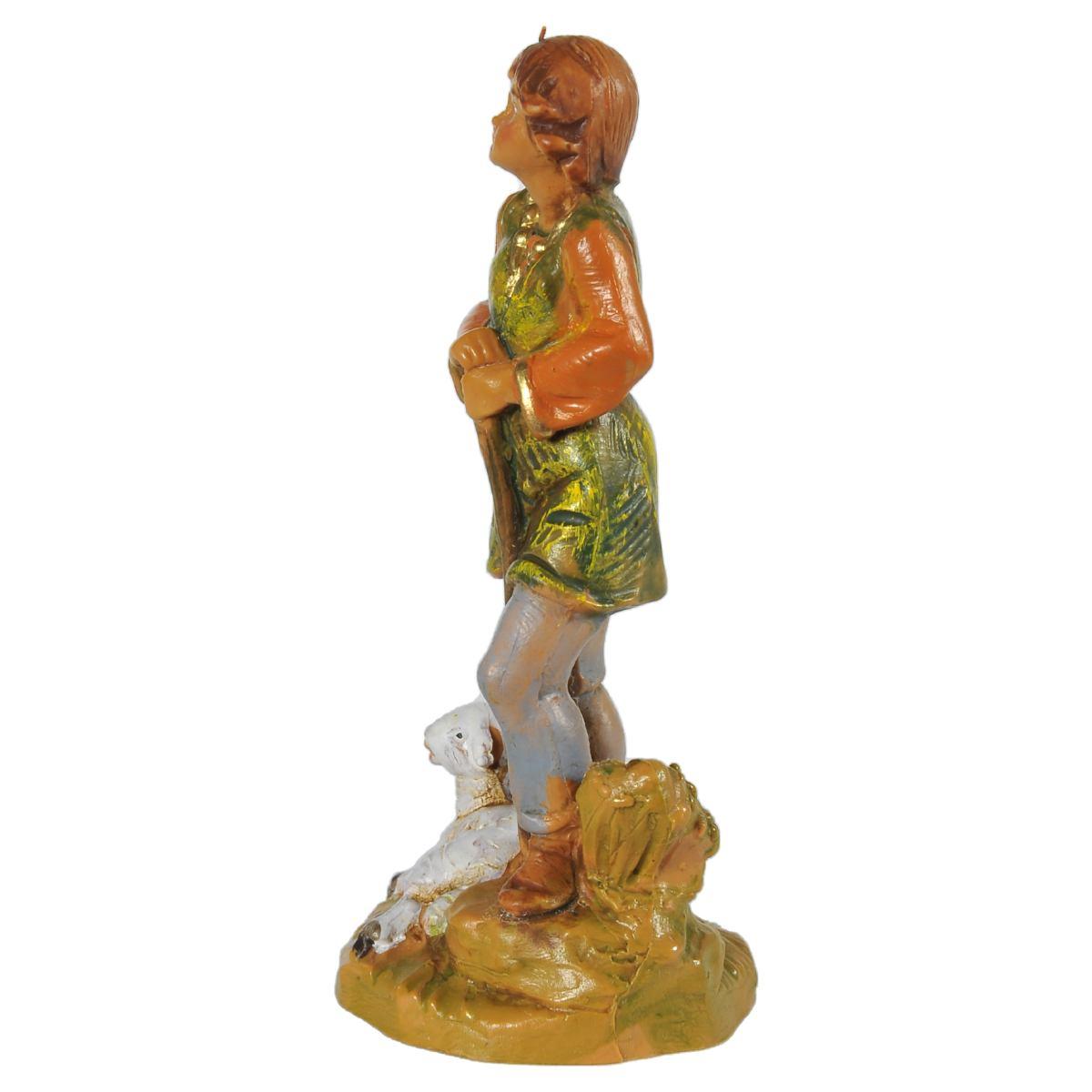 Statua presepe 9.5 cm pastore pecora seduta