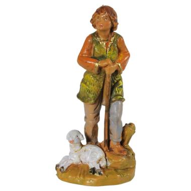 Statua presepe 9.5 cm pastore pecora seduta