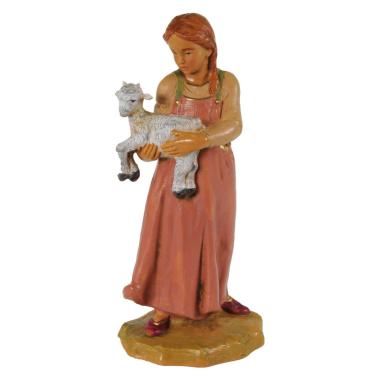 Statua presepe 19 cm pastorella con capretta