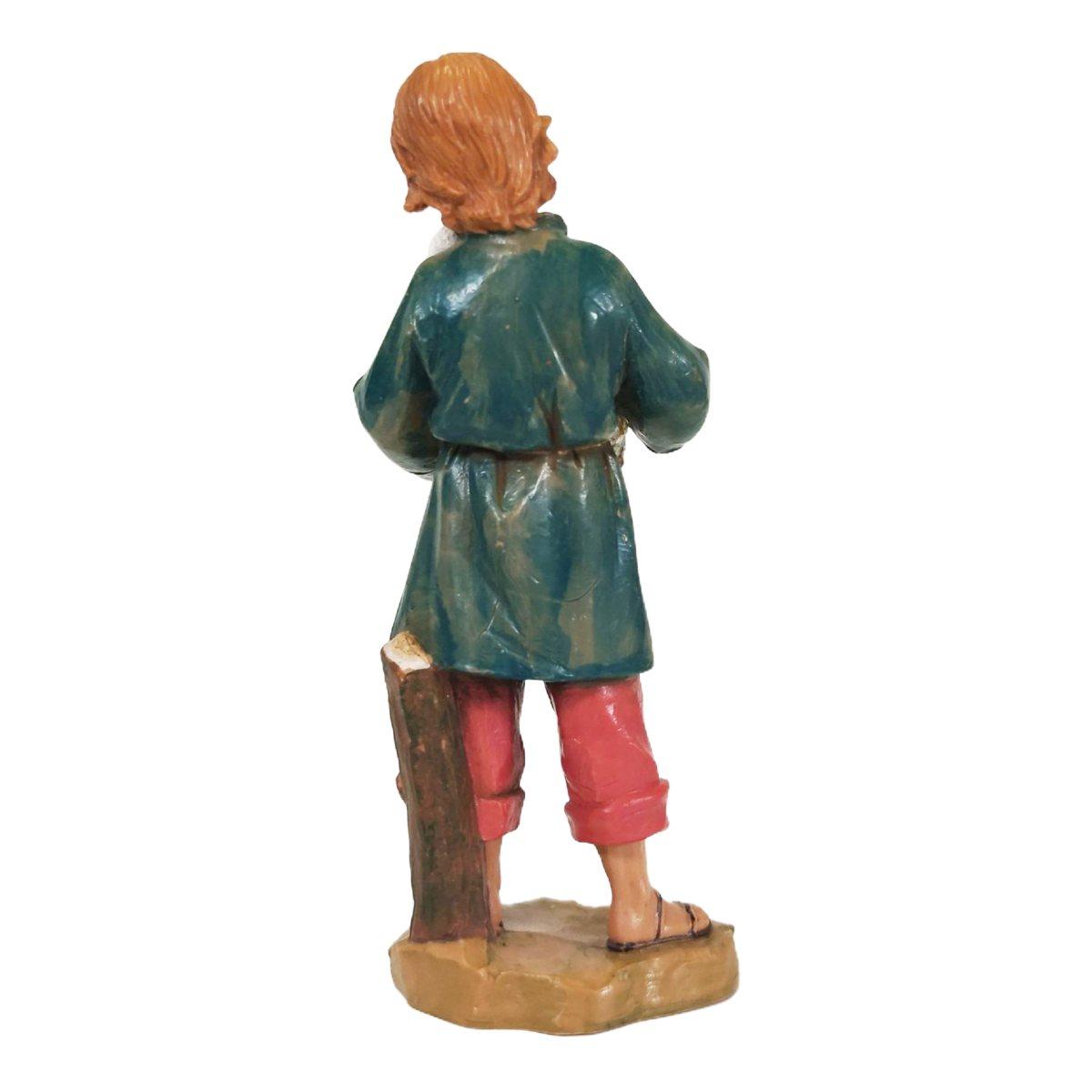 Statua presepe 19 cm pastorello con pecora