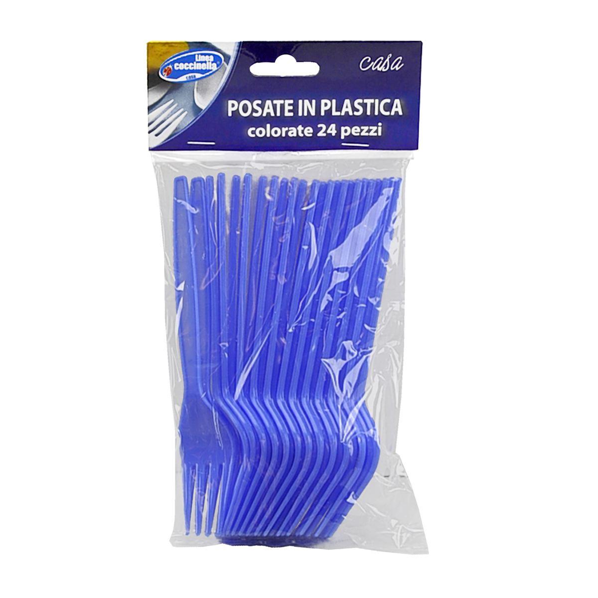 Posate party forchetta pvc azzurro 24 pz