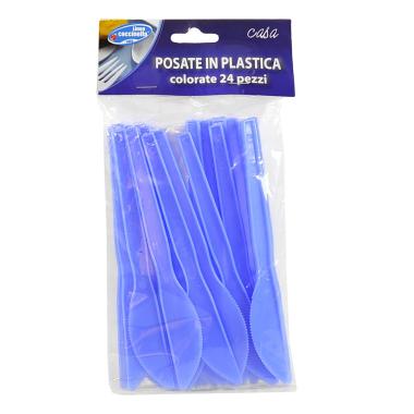 Posate party coltello pvc azzurro 24 pz