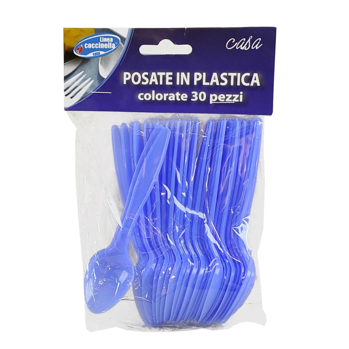 Posate party cucchiaino pvc azzurro 30 pz