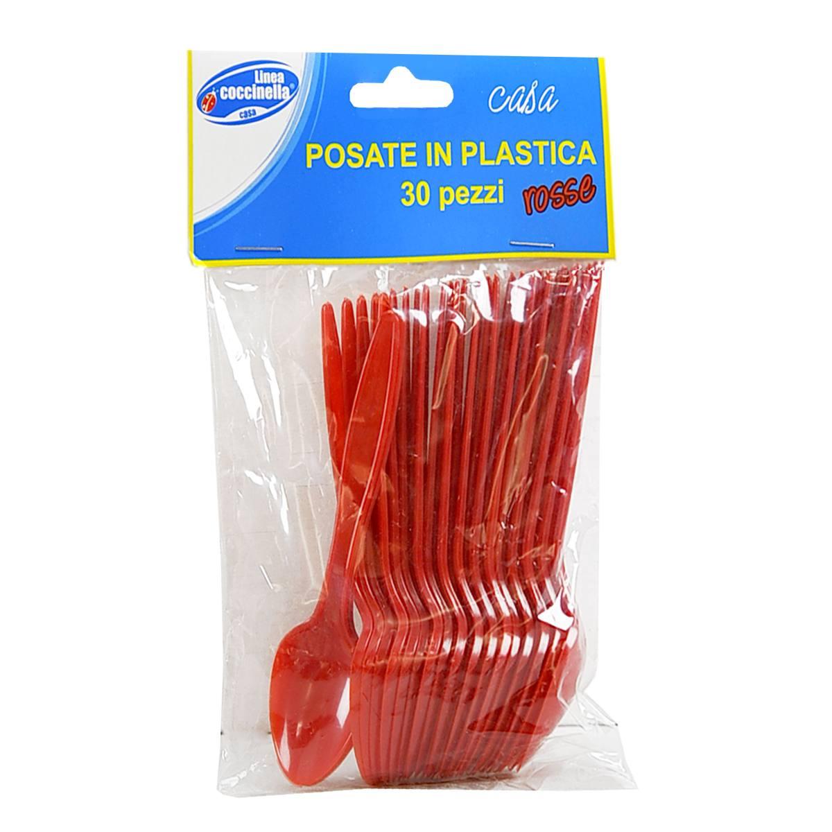 Posate party cucchiaino pvc rosso 30 pz