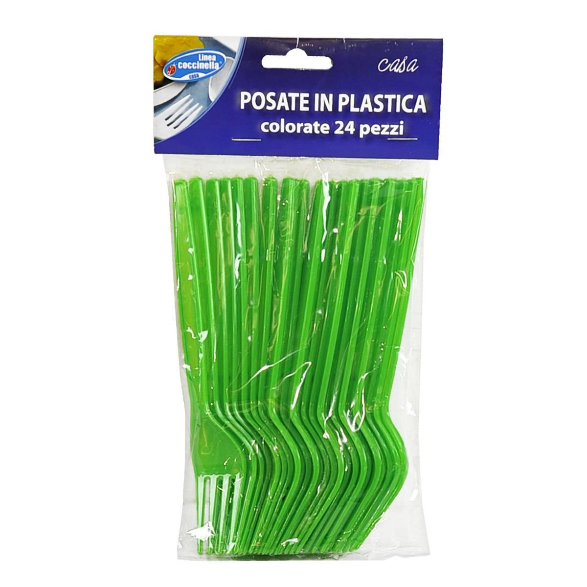 Posate party forchetta pvc verde coccinella 24 pz