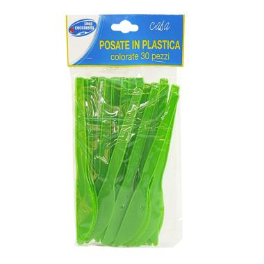Posate party coltello pvc verde coccinella 30 pz