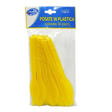 Posate party coltello pvc giallo coccinella 30 pz