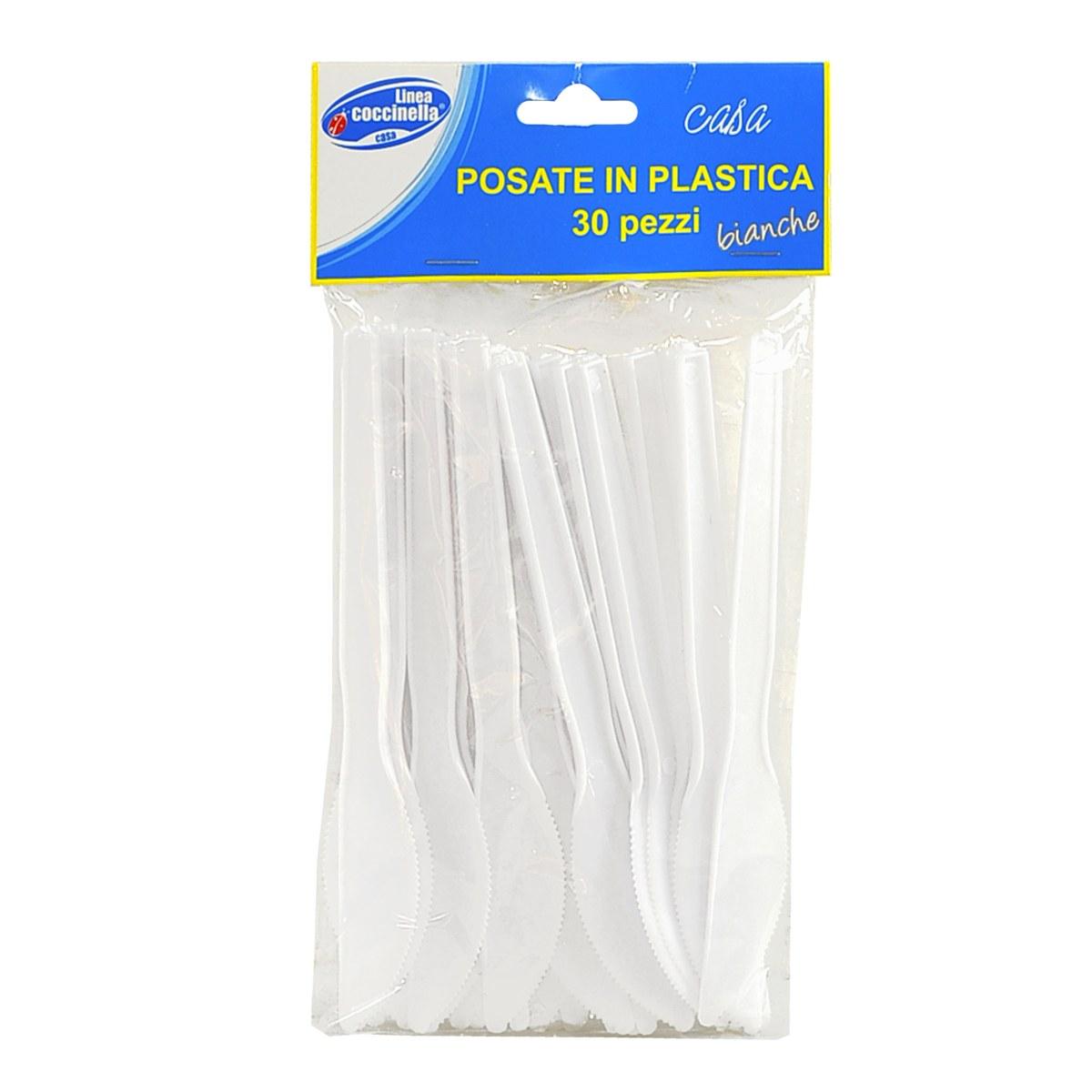 Posate party coltello pvc bianchi coccinella 30 pz