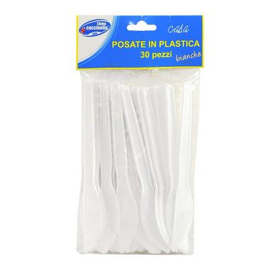 Posate party coltello pvc bianchi coccinella 30 pz