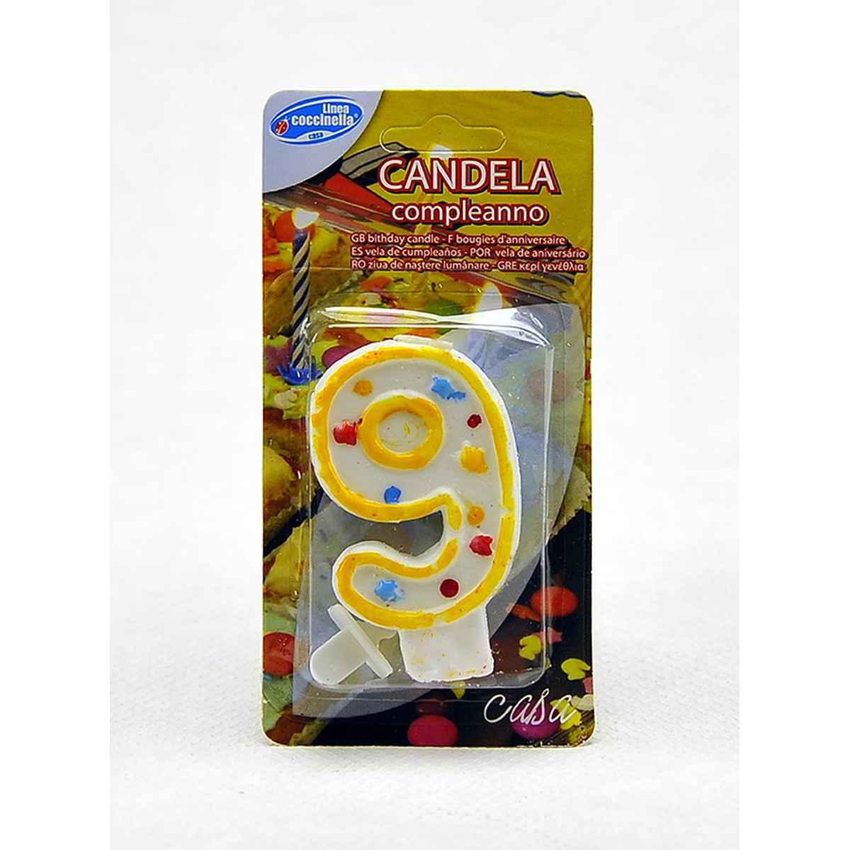 Candelina compleanno n 9 3 colori