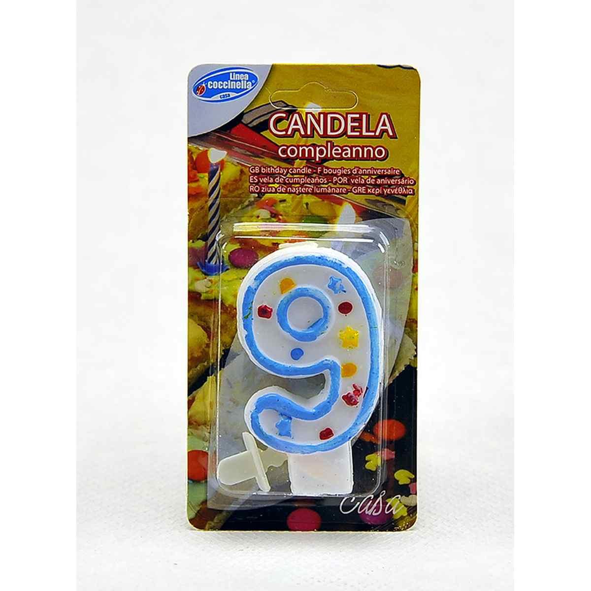 Candelina compleanno n 9 3 colori
