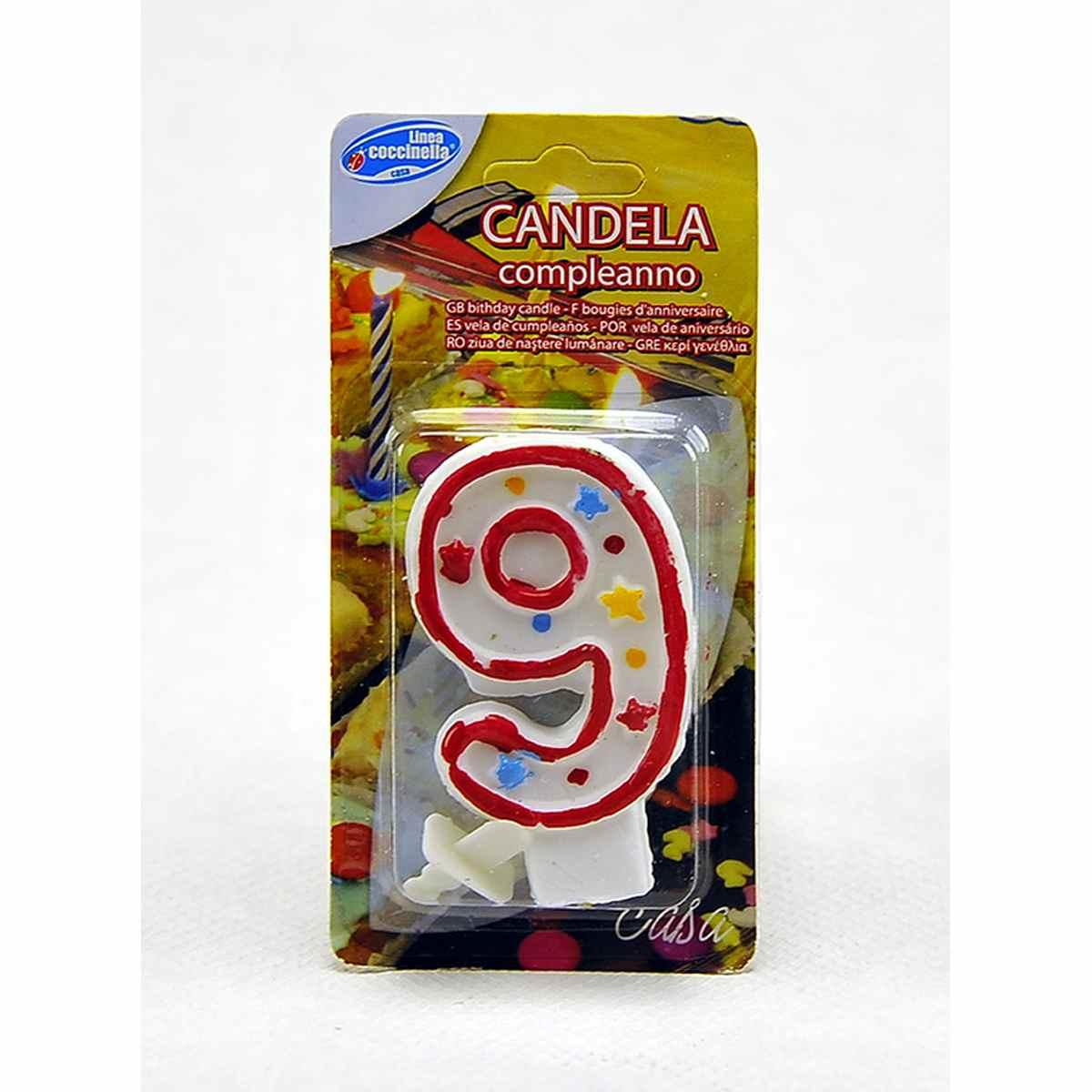 Candelina compleanno n 9 3 colori