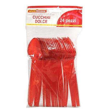Posate party cucchiaio pvc rosso 24 pz