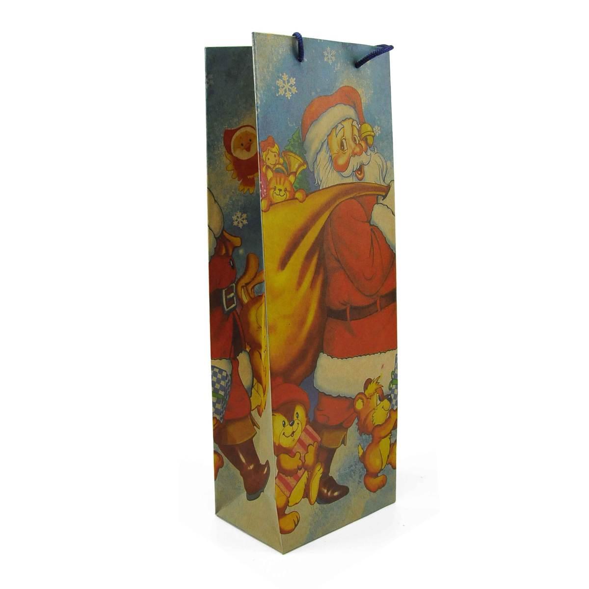 Busta regalo natale bottiglia 10 x 36 cm