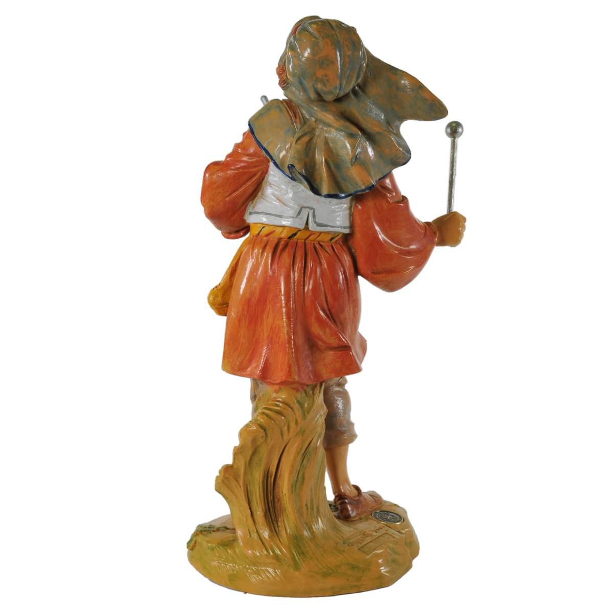 Statua presepe 30 cm pastore suonatore con tamburo