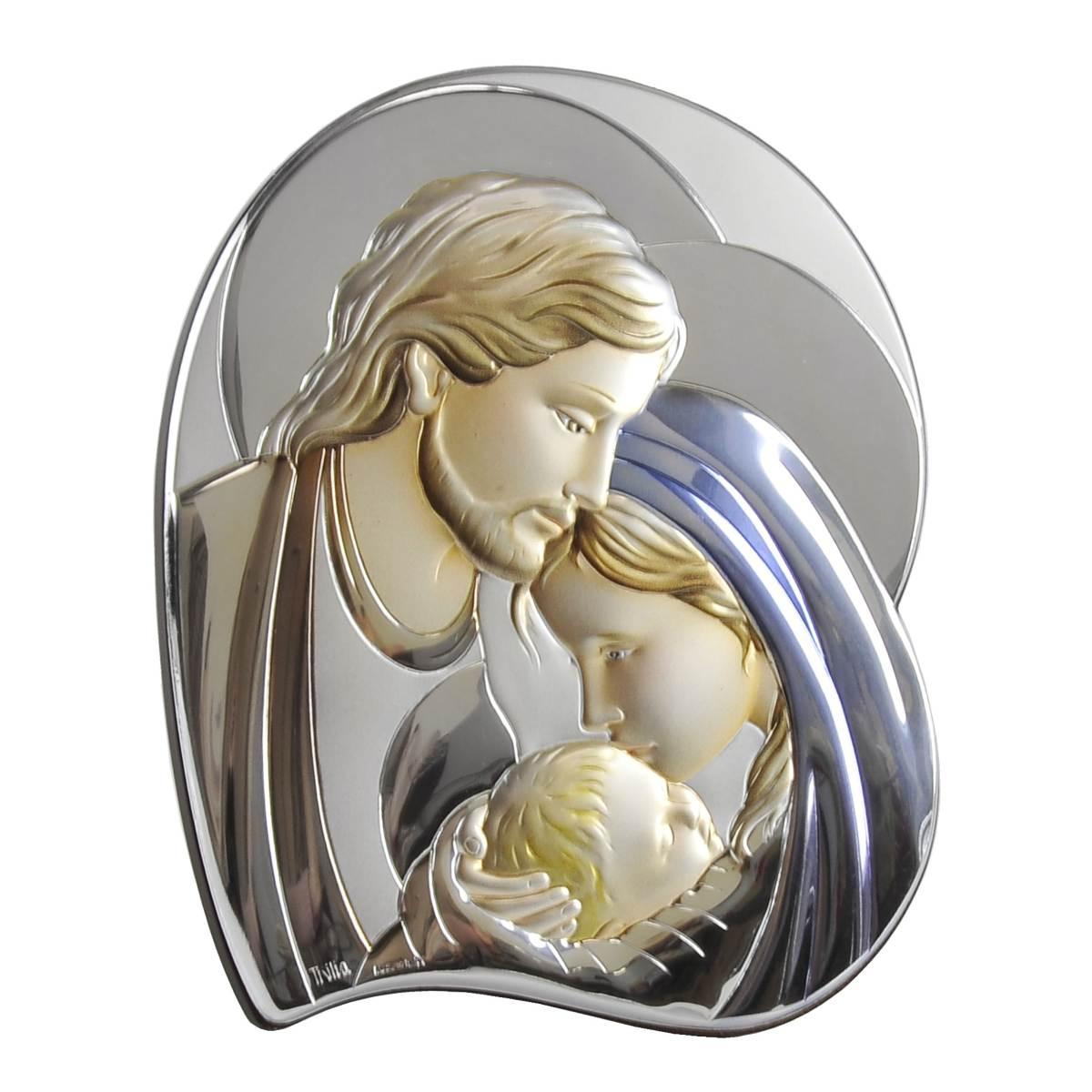 Quadro argento sacra famiglia 29 x 34 cm
