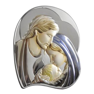 Quadro argento sacra famiglia 29 x 34 cm