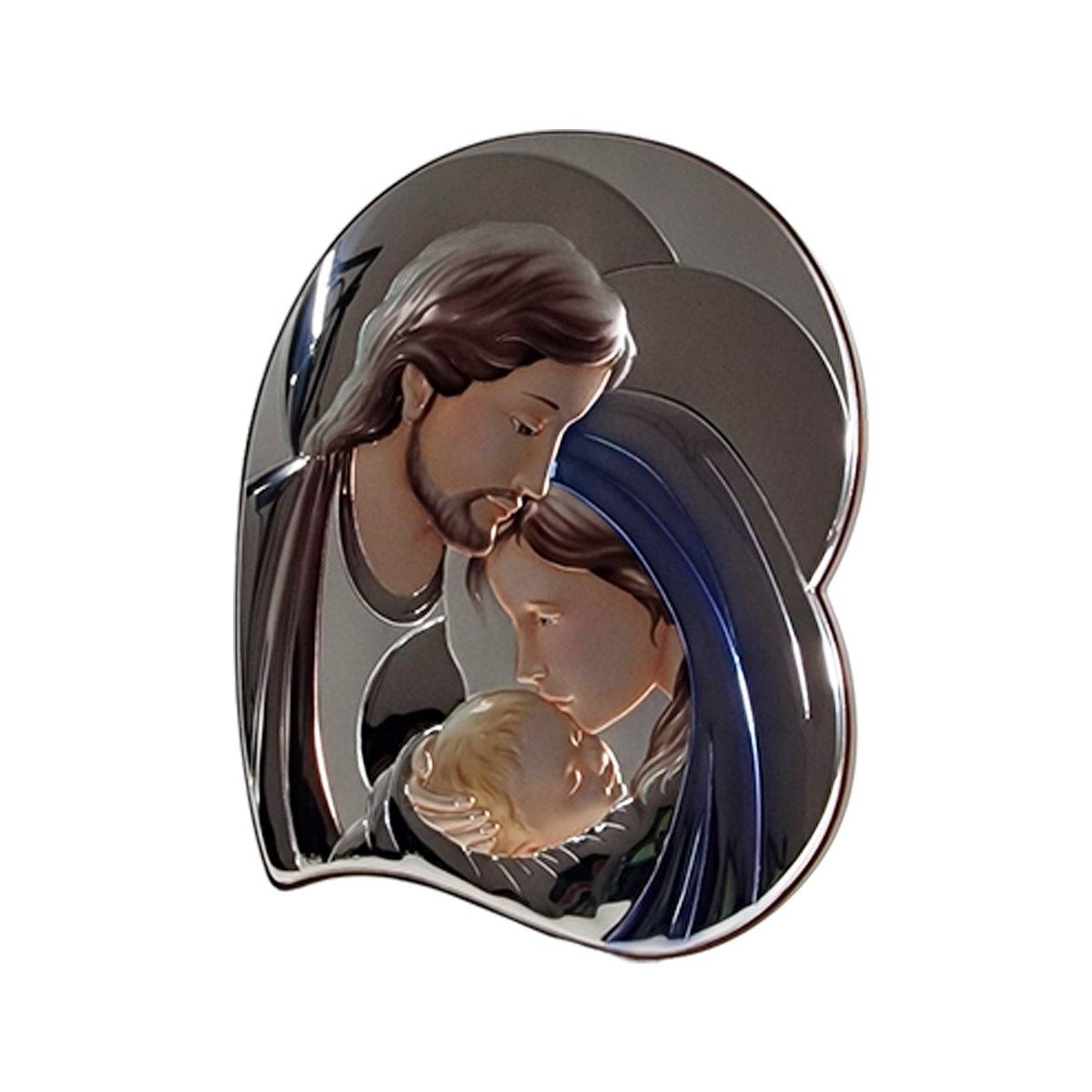Quadro argento sacra famiglia 23 x 27 cm