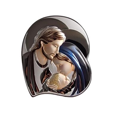 Quadro argento sacra famiglia 18 x 21 cm