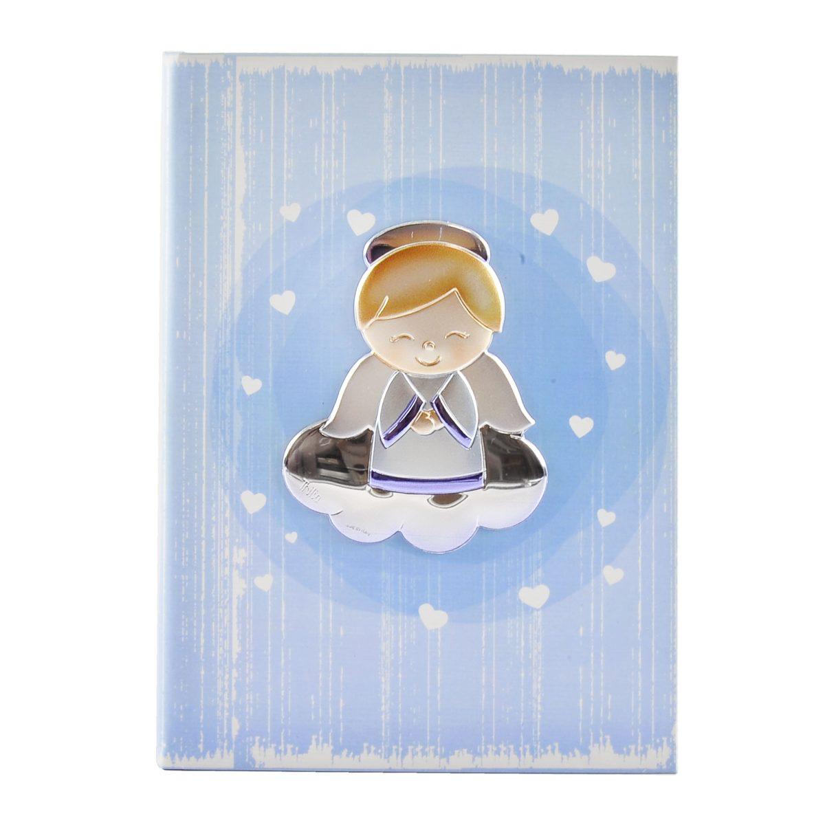 Diario nascita argento azzurro angelo 17 x 24 cm