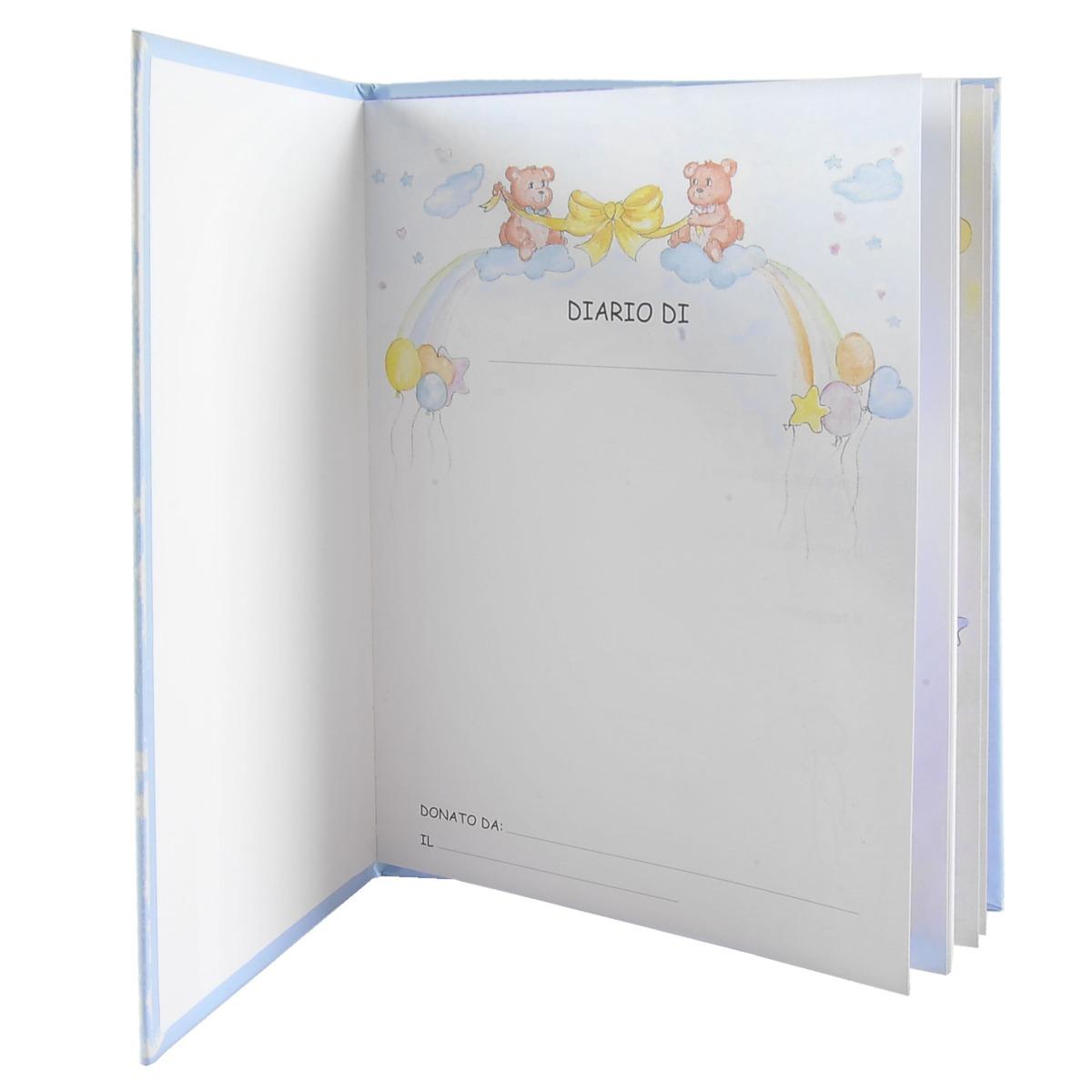 Diario nascita argento azzurro angelo 17 x 24 cm