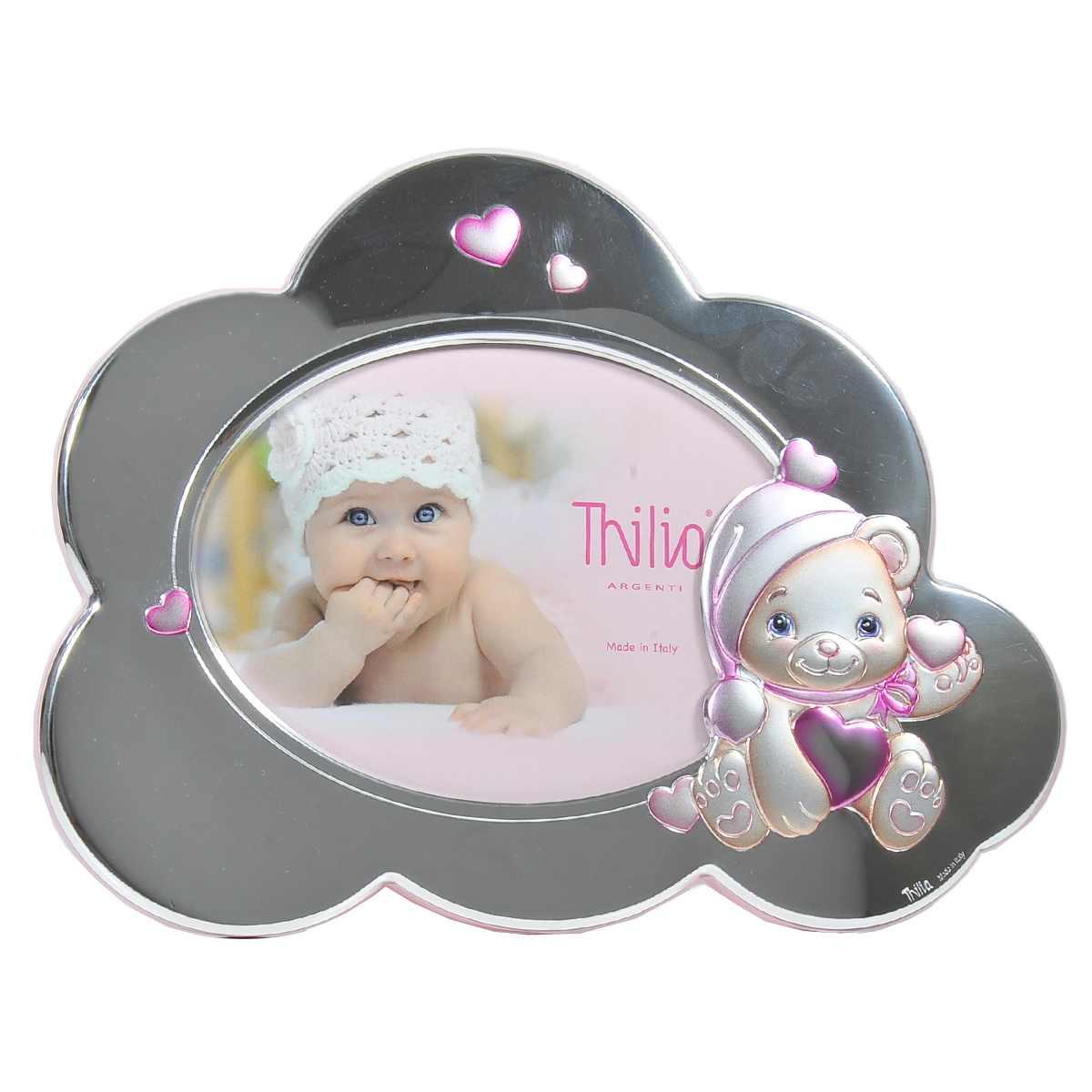 Cornice arg thilia rosa orsetto 13 x 18 cm