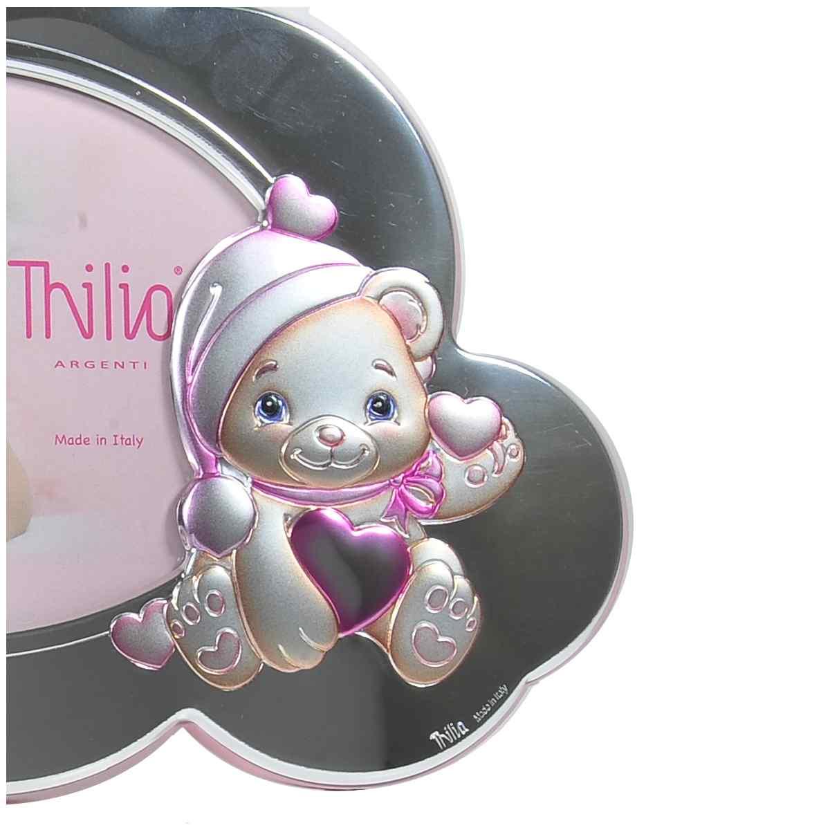 Cornice arg thilia rosa orsetto 13 x 18 cm