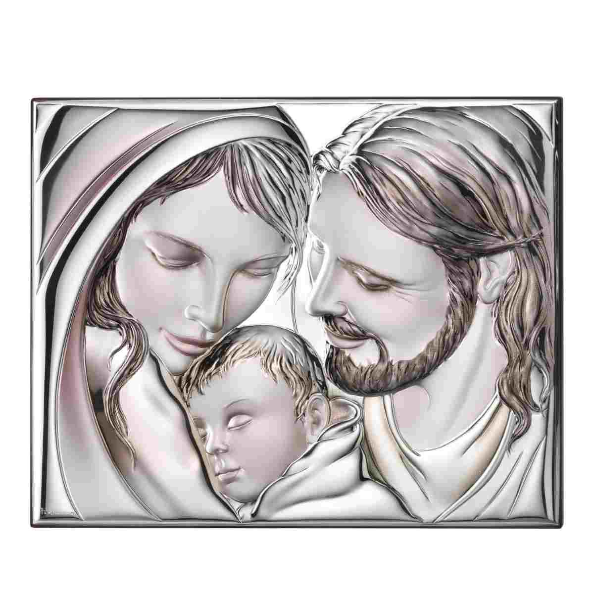 Quadro sacra famiglia argento color 34 x 28 cm