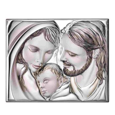 Quadro sacra famiglia argento color 34 x 28 cm