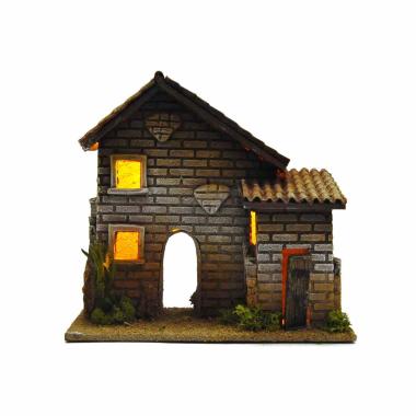 Casetta presepe arco finestre 22 cm