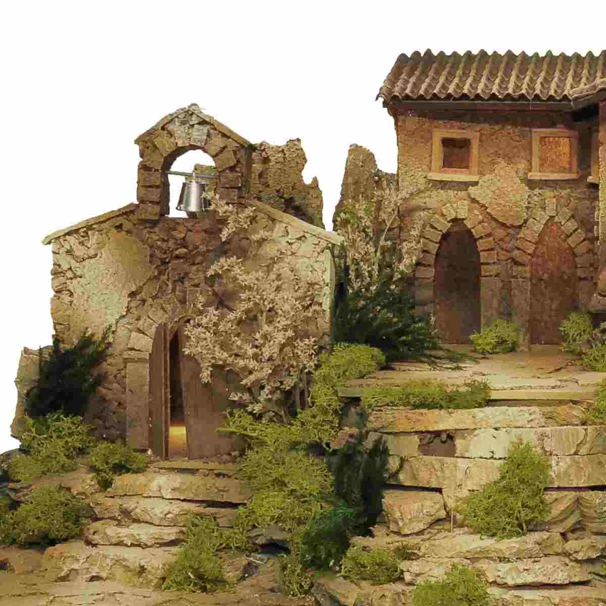 Diorama presepe capanna chiesa terrazzo
