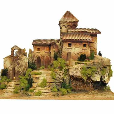 Diorama presepe capanna chiesa terrazzo