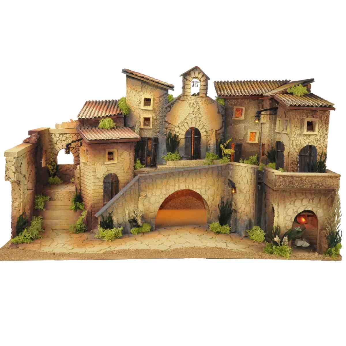 Diorama presepe capanne case chiesa