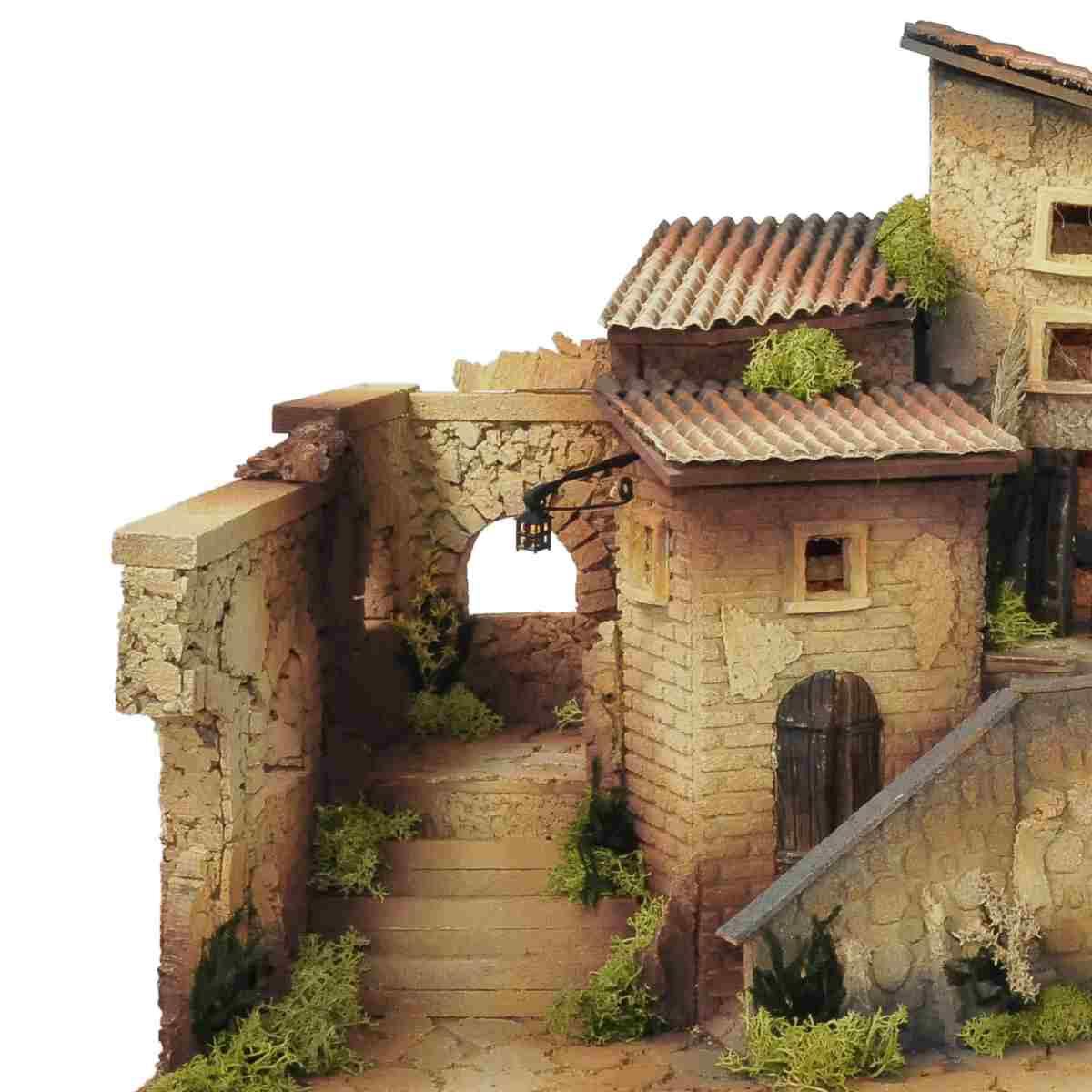 Diorama presepe capanne case chiesa