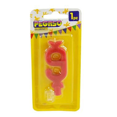 Candelina compleanno n 9 rossa