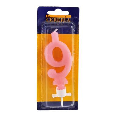 Candelina compleanno n 9 rosa