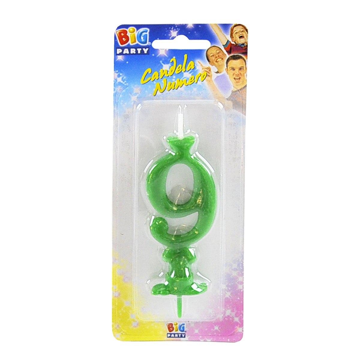 Candelina compleanno n 9 verde