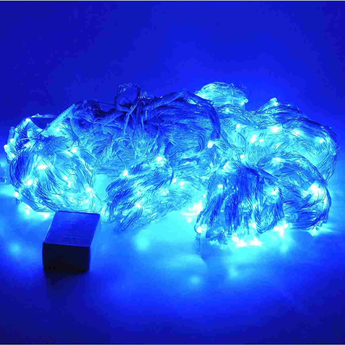 Luci di natale tenda esterno 960 led cascata blu l100xh300