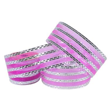 Nastro natalizio organza decoro rosa argento 300 cm